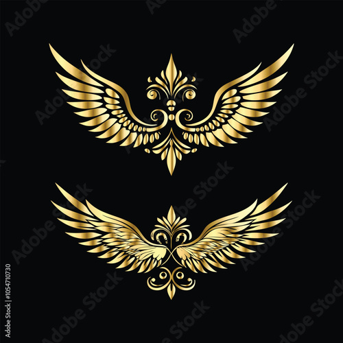 Elegant Gold Wing Frames: Vintage Angel & Cupid Silhouette Icon Collection
