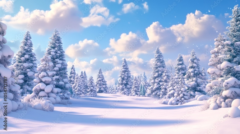 Whimsical 3D Christmas Winter Landscape Backdrop Whimsical 3D Christmas Winter Landscape Backdrop