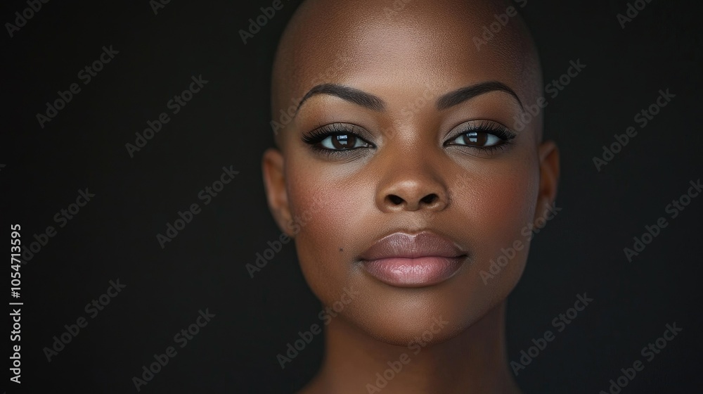 Portrait of a dark-skinned woman suffering from cancer after severe hair loss due to chemotherapy treatment Portrait of a dark-skinned woman suffering from cancer after severe hair loss due to chemotherapy treatment