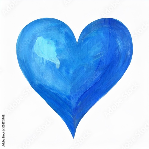 blue watercolor heart isolated on white