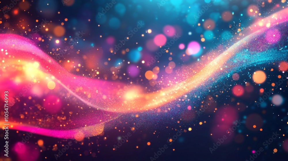 Fototapeta premium Colorful abstract bokeh lights and flowing wave pattern