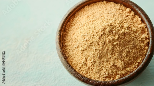 Close up shot of aromatic asafoetida or hing powder a traditional Indian spice known for its digestive and health benefits displayed on a soft