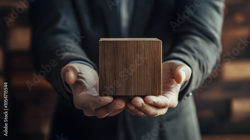 Businessman holds a wooden block in his hands. The concept of personnel selection and management within the team. Dismissal and hiring people to work. Human Resource Management. Leader selection. 