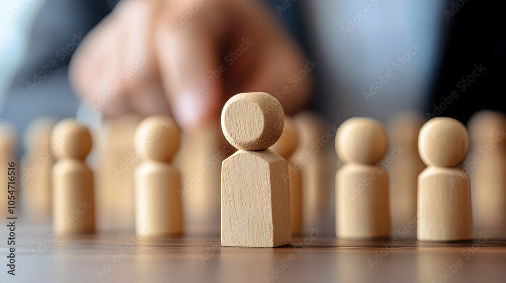 Businessman holds a wooden block in his hands. The concept of personnel selection and management within the team. Dismissal and hiring people to work. Human Resource Management. Leader selection. 