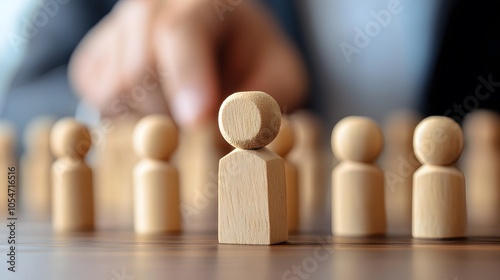 Businessman holds a wooden block in his hands. The concept of personnel selection and management within the team. Dismissal and hiring people to work. Human Resource Management. Leader selection. 