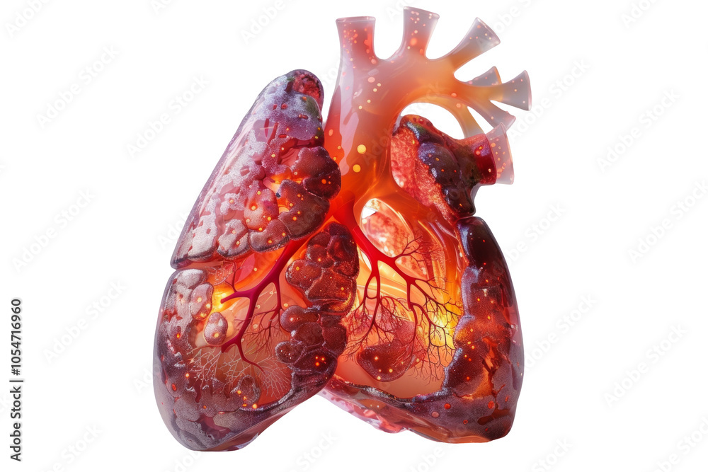 Naklejka premium A highly detailed and realistic anatomical model of a human lung