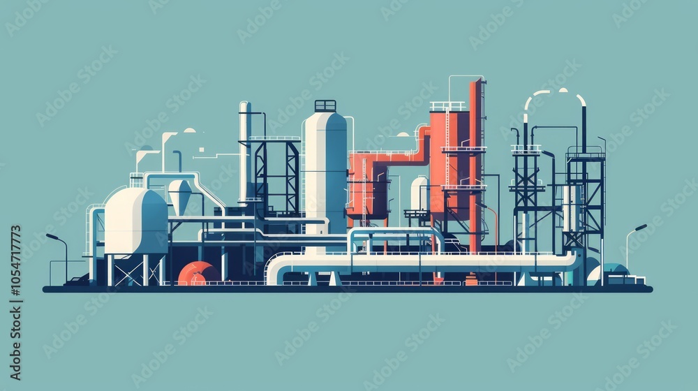 Obraz premium Minimalistic Industrial Flat Design with Equipment