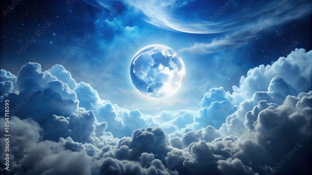 Majestic full moon shining through fluffy clouds at night, moon, clouds, night, sky, celestial, stars, beauty, nature Majestic full moon shining through fluffy clouds at night, moon, clouds, night, sky, celestial, stars, beauty, nature