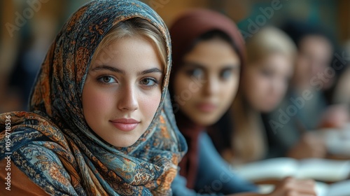 Diverse group of students engaged in a collaborative discussion at a university setting