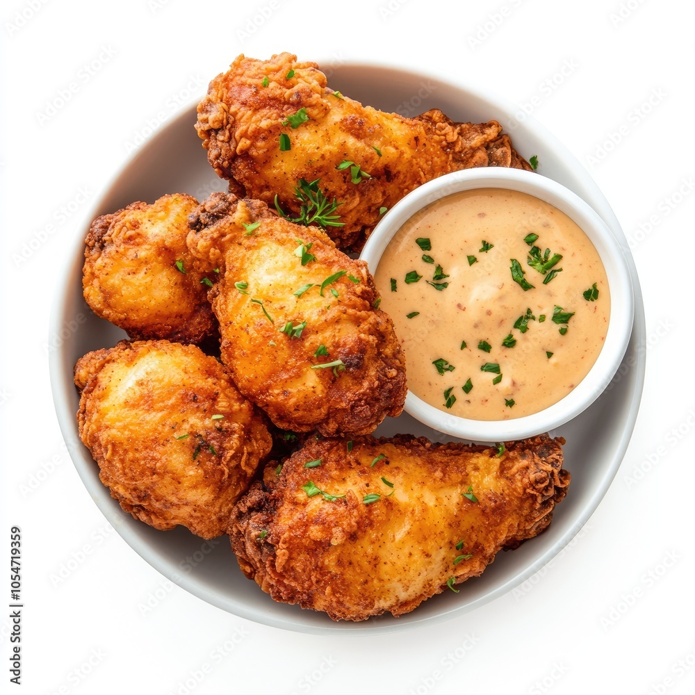 Crispy Fried Chicken Wings with Dipping Sauce Crispy Fried Chicken Wings with Dipping Sauce