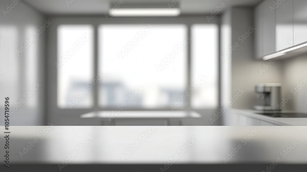 Modern Kitchen Interior with Blurry Background