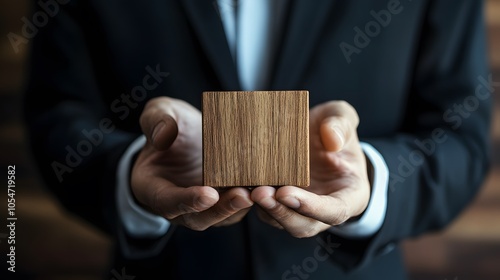 Businessman holds a wooden block in his hands. The concept of personnel selection and management within the team. Dismissal and hiring people to work. Human Resource Management. Leader selection. 