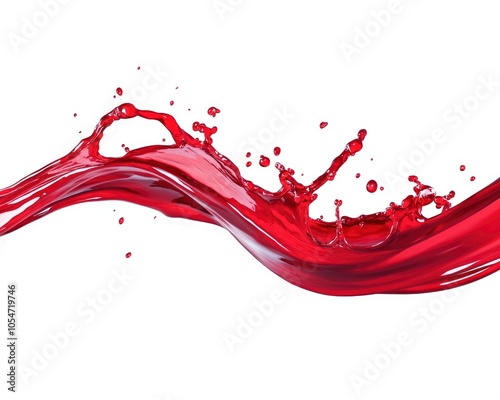 Abstract splash of red liquid against a white background.