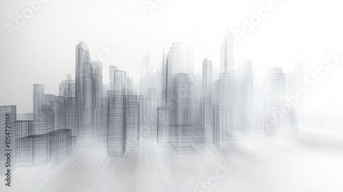 Generative AI lines tracing the contours of a futuristic city skyline