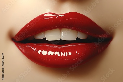 Smiling Female Mouth Isolated Vector Illustration