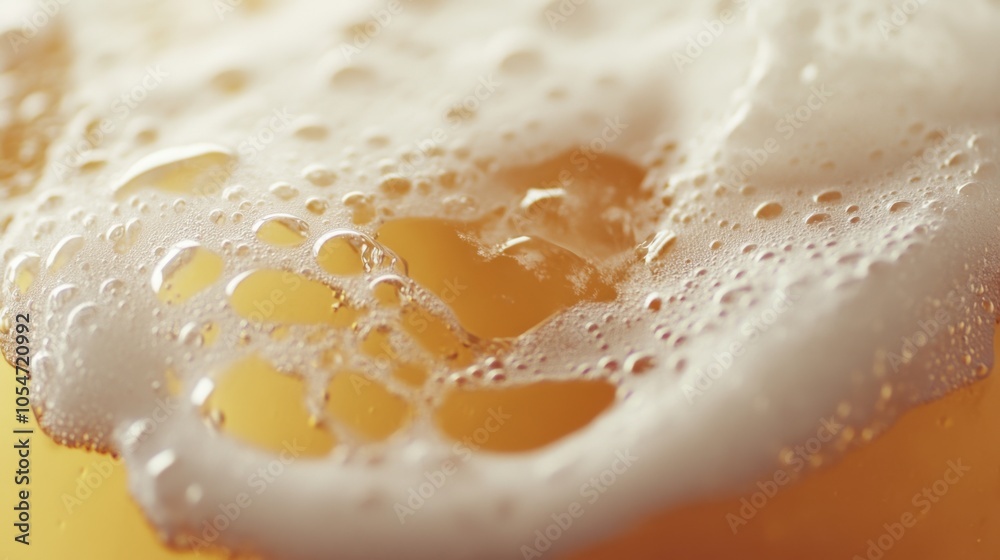 High-resolution close-up of a frothy golden beer, with white foam cascading over the rim
