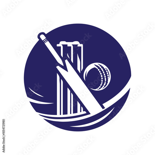 Cricket sport logo. Black and white cricket sport icon vector on white background.