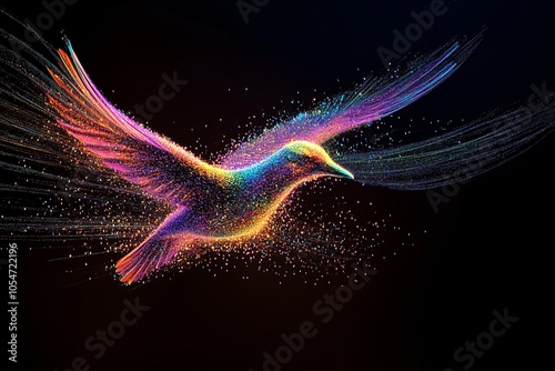 Colorful abstract particle birds