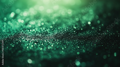 Emerald green silver bokeh background shimmering lights glowing texture. AI generated