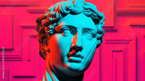Gypsum Statue Head Vaporwave Style