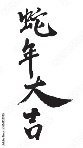Snake YearChinese New Year Snake Design, Chinese Calligraphy translation: Snake year good fortune