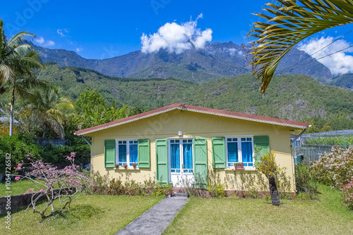 La Reunion, typical cottage in the village of Hell Bourg, in the center of the island
