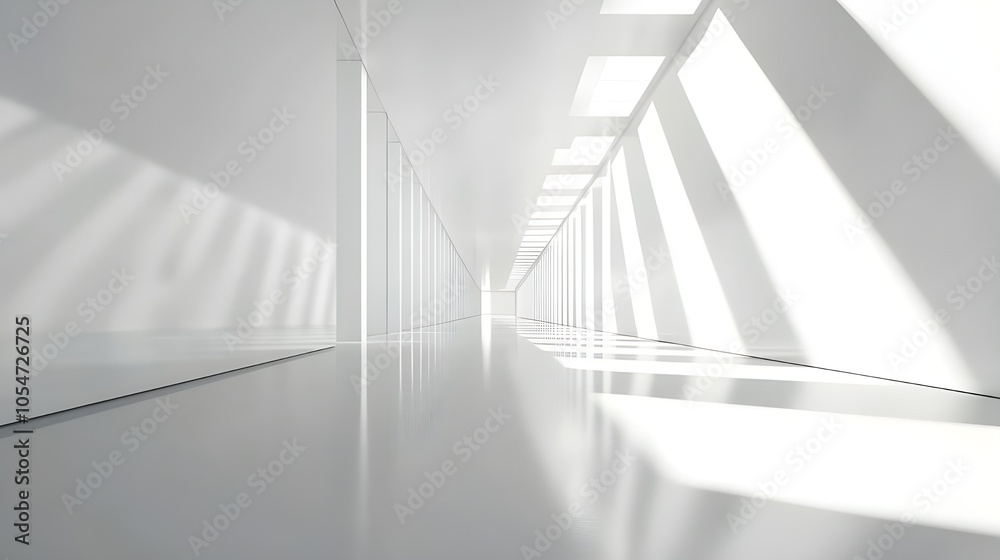 Large White Hallway with Bright Light. Large White Hallway with Bright Light.