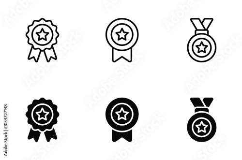 medal with star icon. award medal symbol vector	