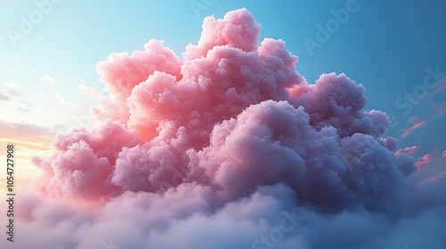 A Large, Pink, Fluffy Cloud in a Blue Sky photo