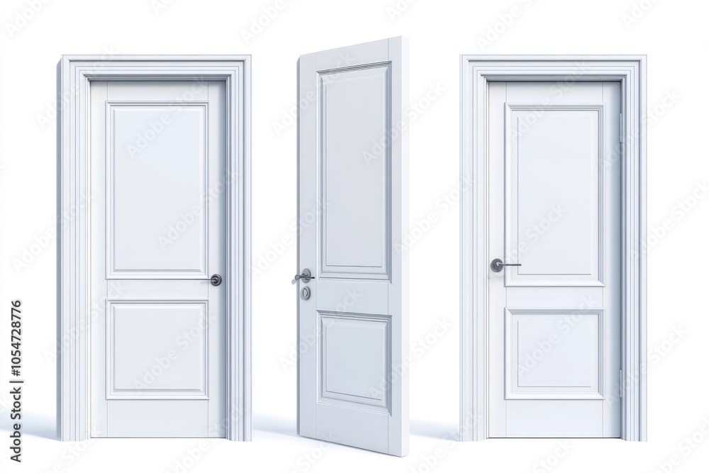 Three White Doors, One Open, One Closed, and One Ajar Three White Doors, One Open, One Closed, and One Ajar
