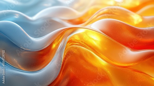 Wallpaper Mural Abstract Liquid Waves in Blue and Orange Hues Torontodigital.ca