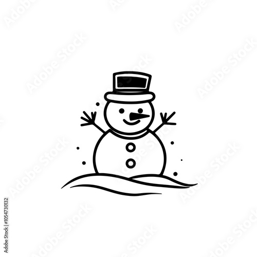 snowman with hat vector white background