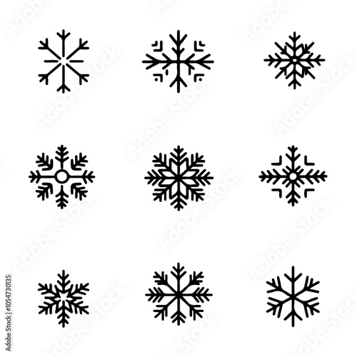 set of snowflakes vector icons