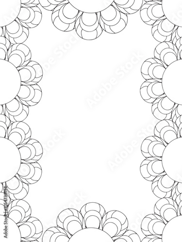 All these designs are hand-drawn and unique Flower Border is a Beautiful black and white illustration for aadult coloring book, This is a printable Beautiful Zentangle Coloring page for KDP Interior,