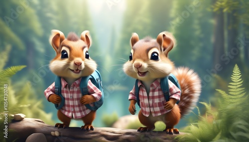 Whimsical forest filled with adorable animals in a charming cartoon style created by generative AI
