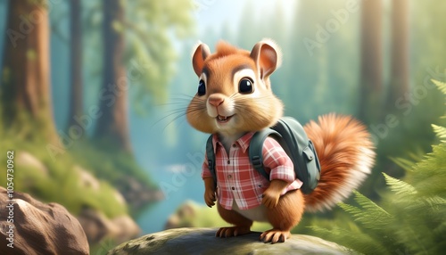 Whimsical forest filled with adorable animals in a charming cartoon style created by generative AI