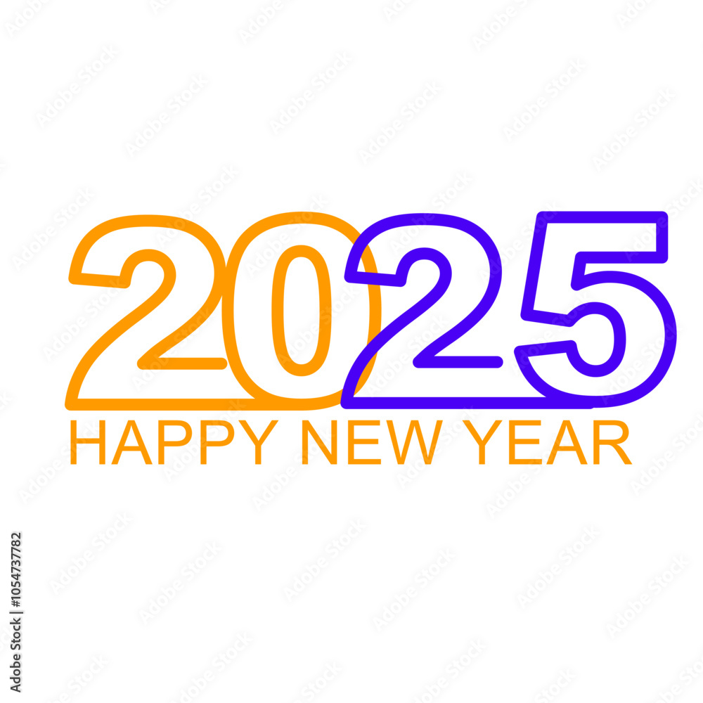 Happy New year 2025 vector illustration eps orange blue purple 