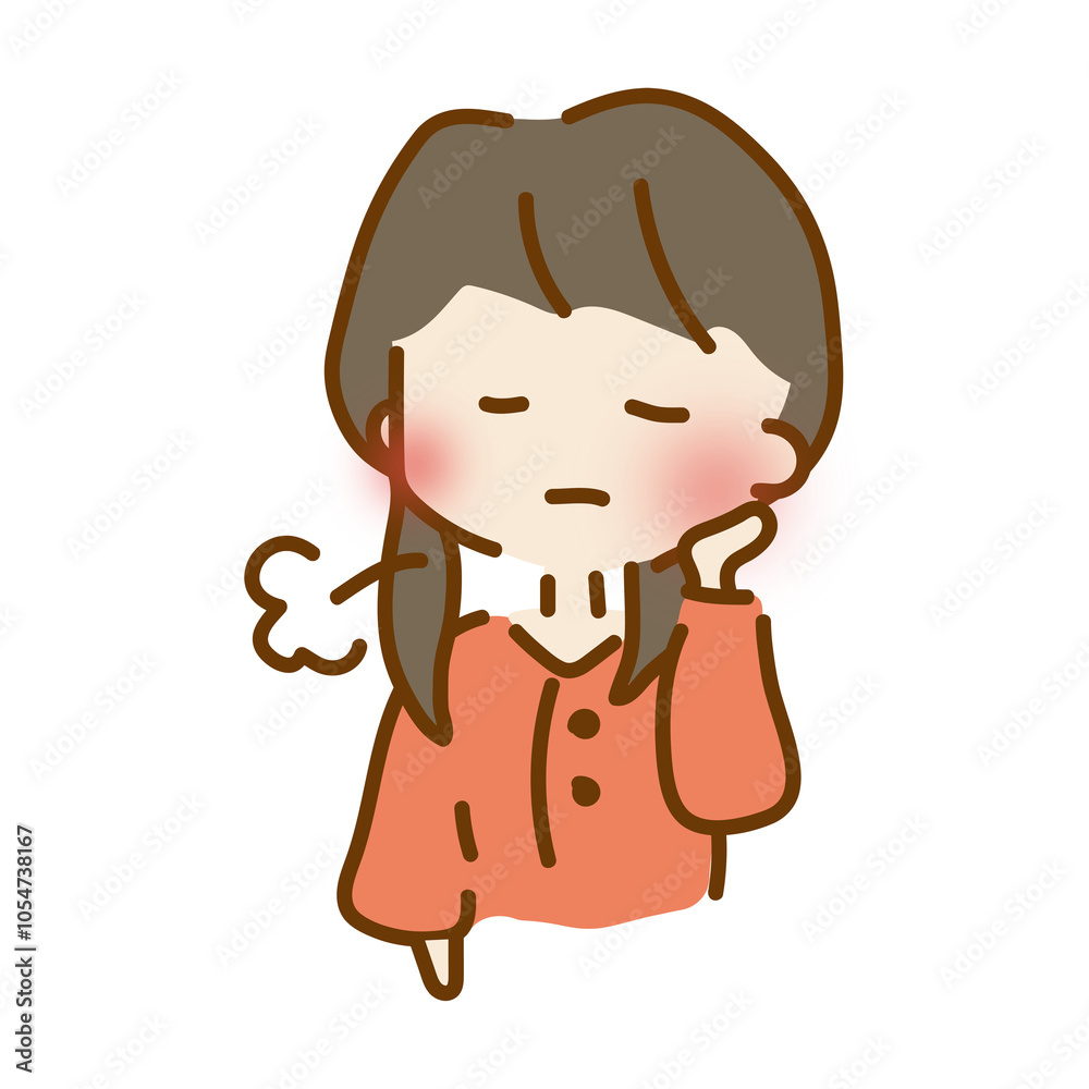 ため息をつくゆるくて可愛い女の子 ため息をつくゆるくて可愛い女の子