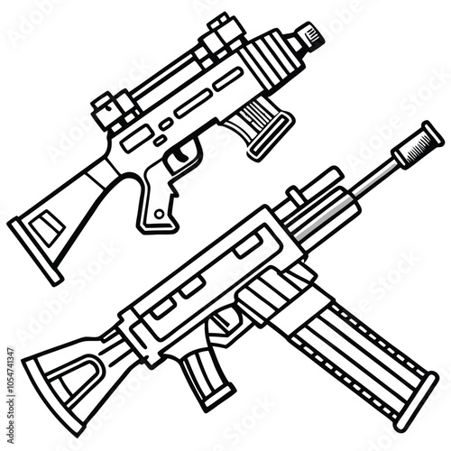 Weapons vector hand-drawn vector illustration Isolated white background.