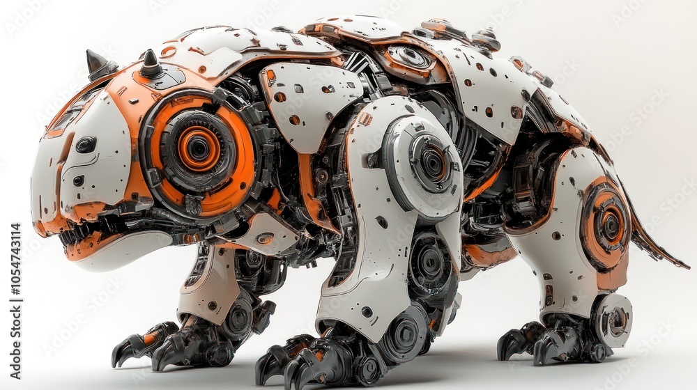 Fototapeta premium A robotic creature resembling a tiger, showcasing advanced technology.