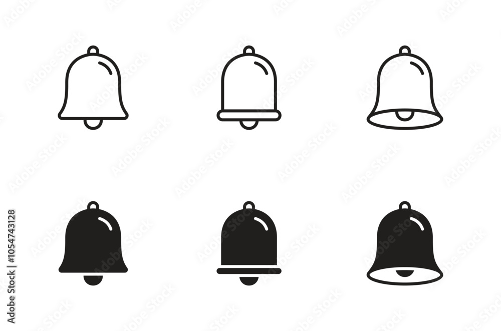 Notification bell icon set. Bell symbol icon Notification bell icon set. Bell symbol icon