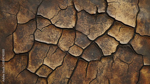 Cracked and distressed leather texture in deep brown, evoking an antique, rustic appearance. v3 photo