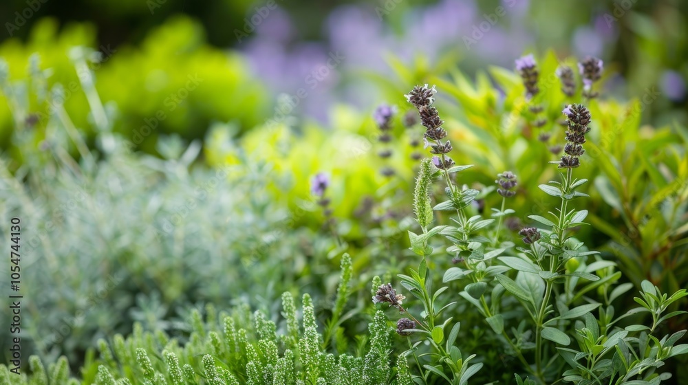 Thriving fresh herbs in a vibrant garden, showcasing nature's beauty and bounty under the summer sunlight Thriving fresh herbs in a vibrant garden, showcasing nature's beauty and bounty under the summer sunlight
