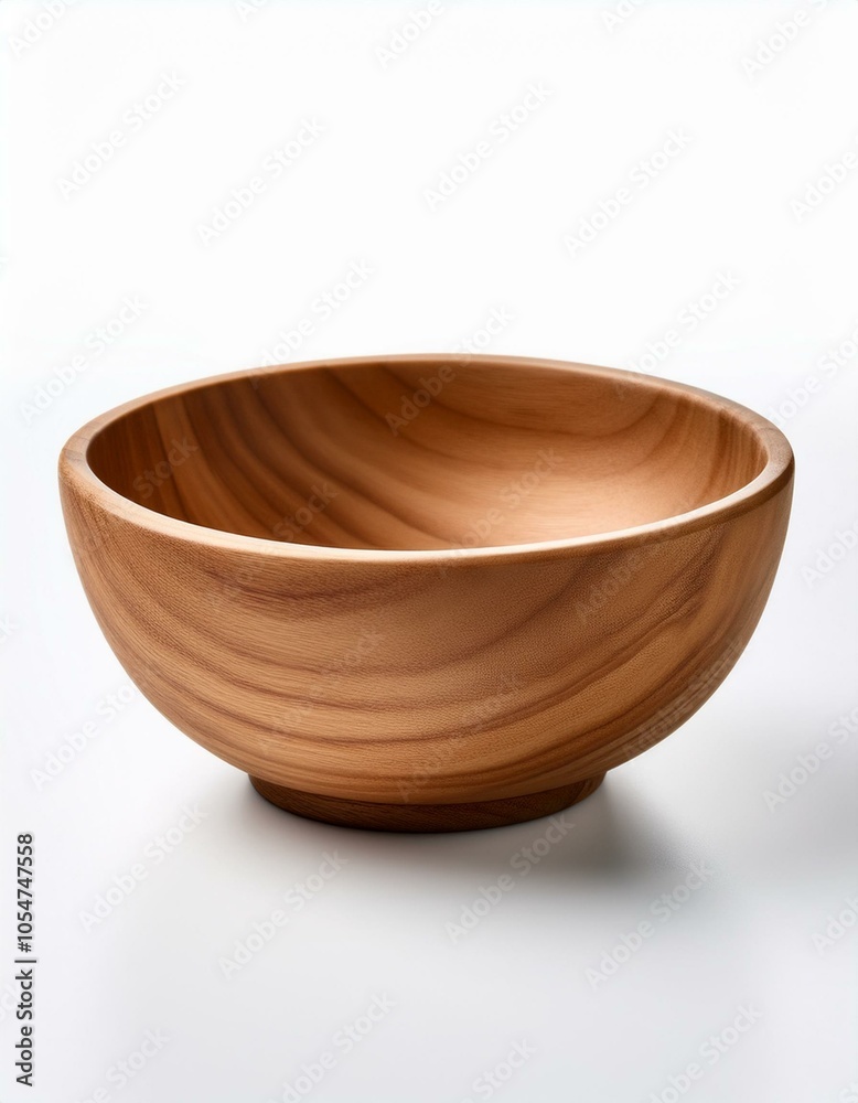 Wooden bowl on white background