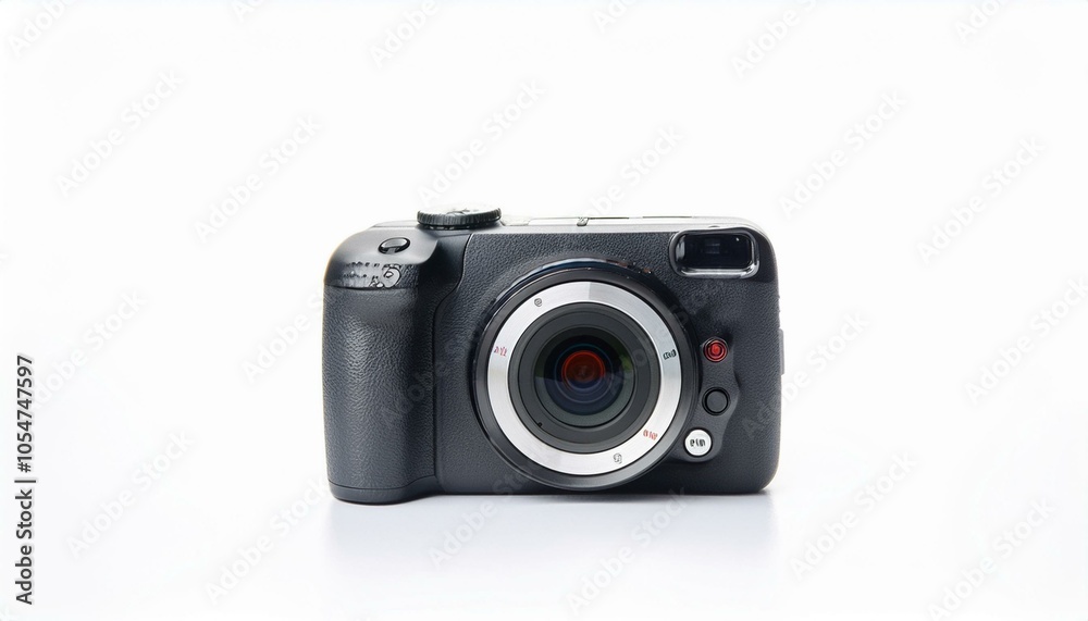 Black digital camera on white background Black digital camera on white background