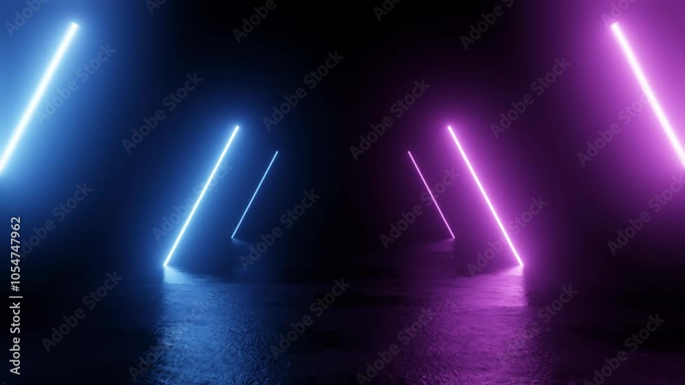 Futuristic Neon Light Display in Dark Space looping seamless 3 render animation Futuristic Neon Light Display in Dark Space looping seamless 3 render animation