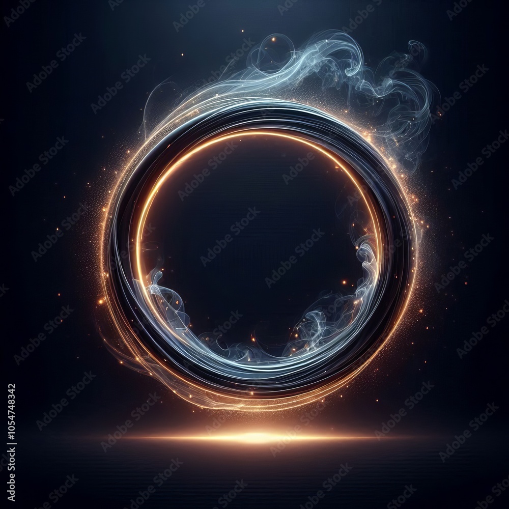 Glowing fractal burst arrangement, swirling energy of realms, dark space art with fiery digital motion