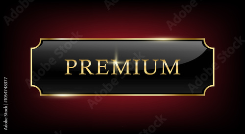 Premium label, Golden and Luxury banner or Exclusive VIP Member sticker, Vector Button glossy. Certificate label and tag with shiny and Glitter on black badge ,isolated on dark background