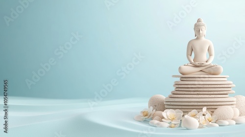 Serene Mindfulness Practice in High Luminosity Setting with Copyspace on Neutral Background., mindset concept