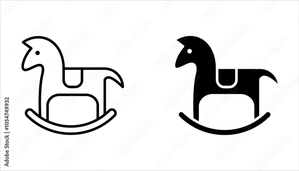 Fototapeta premium Horse Toy Vector Line Icon set Design on white background